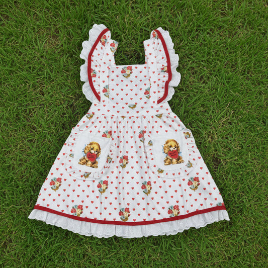 red heart ruffle dress with pocket