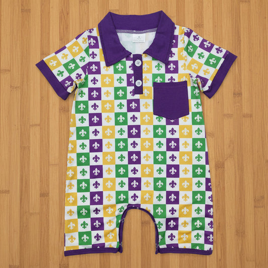 Mardi Gras boys rompers