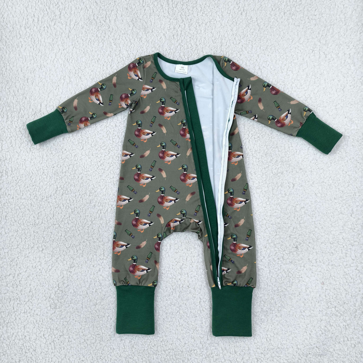 duck call print zip sleeper boy zippy baby pj