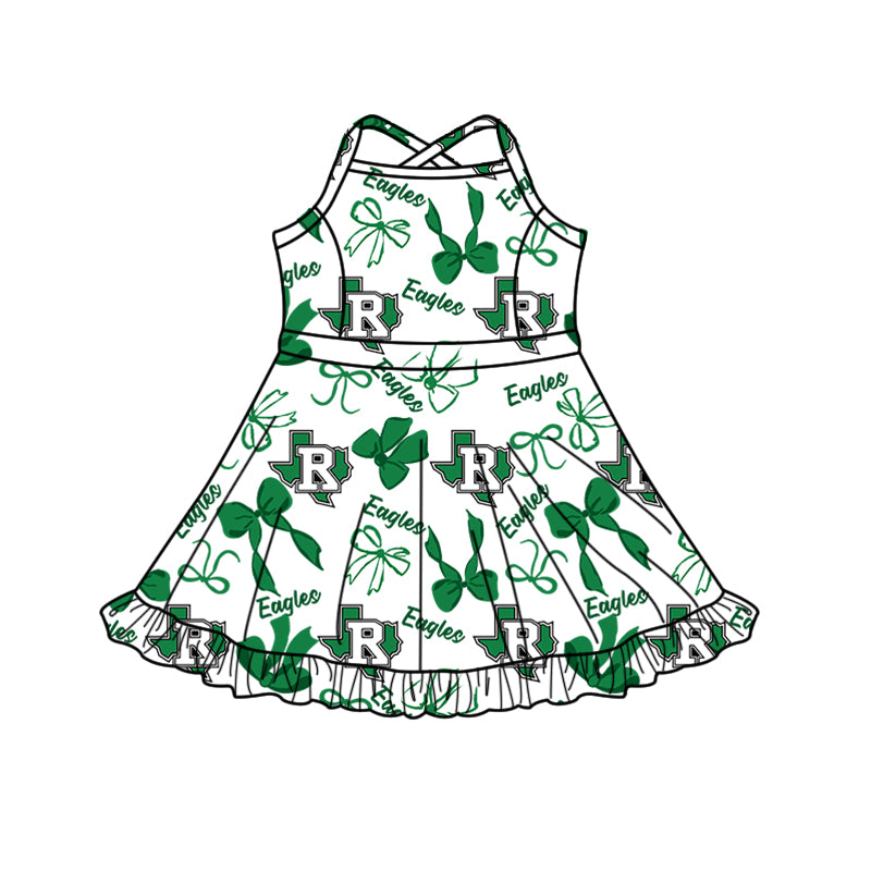 Custom Baby Girls Eagles team dress  D 818