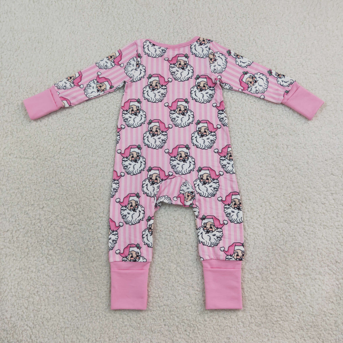 LR3125 pink santa print girl sleeper PJ
