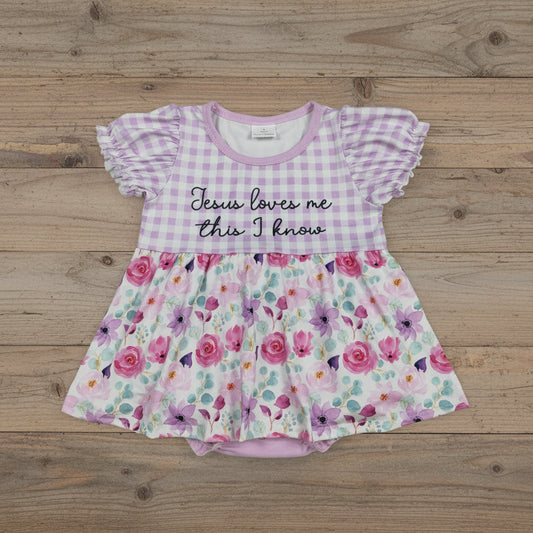 jesus loves me this i know gingham flower girl playwear