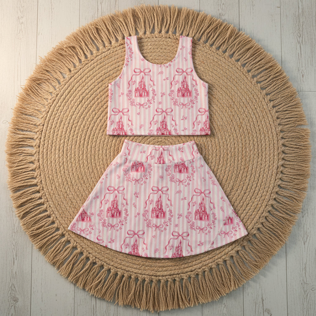 GSD3814 pink castle athletic skort set