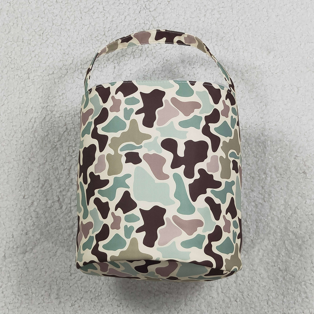 camo with bunny pattern easter baseket bag