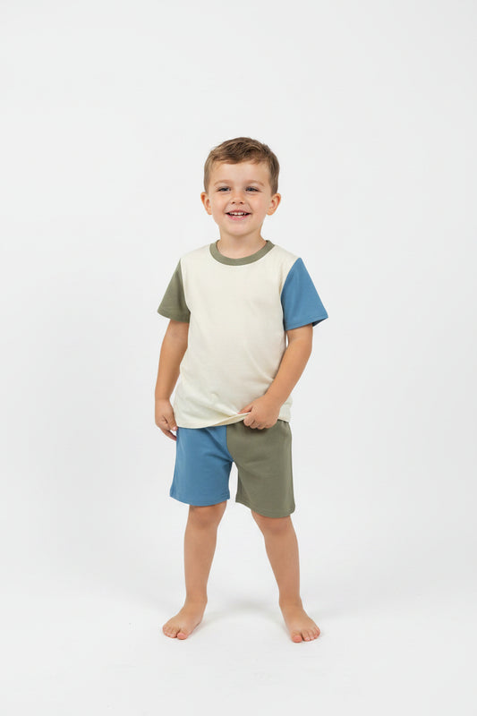 cotton colorful shorts set summer boy clothing