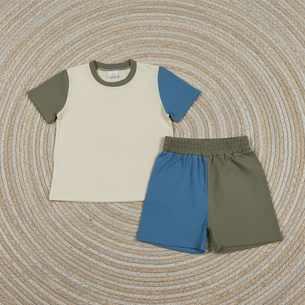 cotton colorful shorts set summer boy clothing
