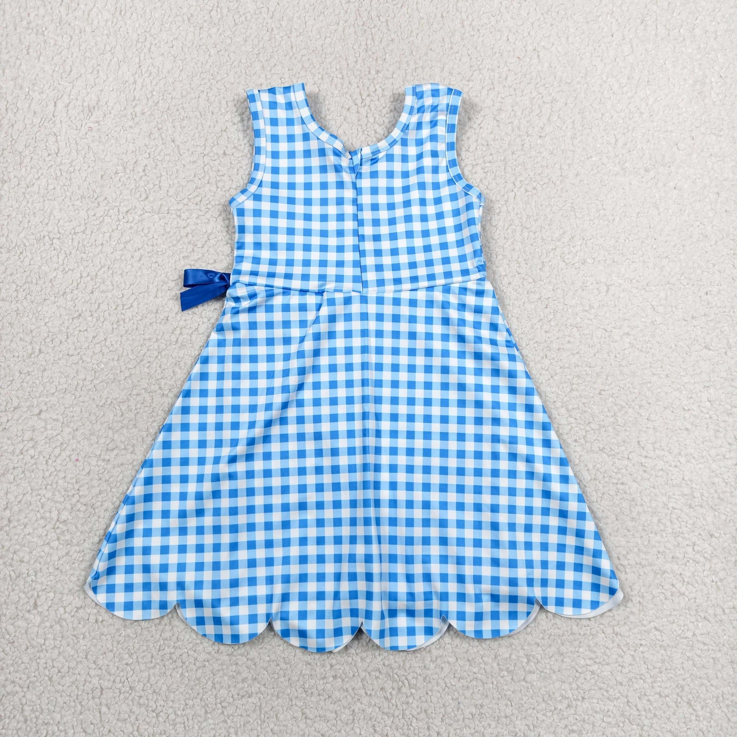 blue gingham scallop athletic dress