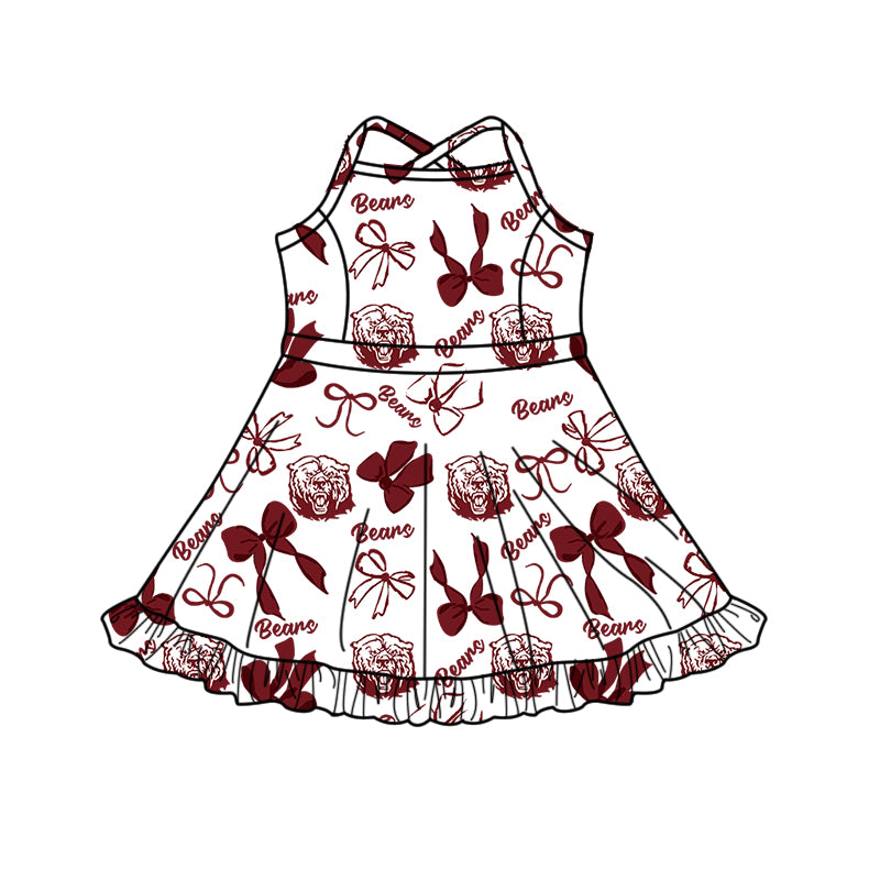 Custom Baby Girls Bears team dress  D 819