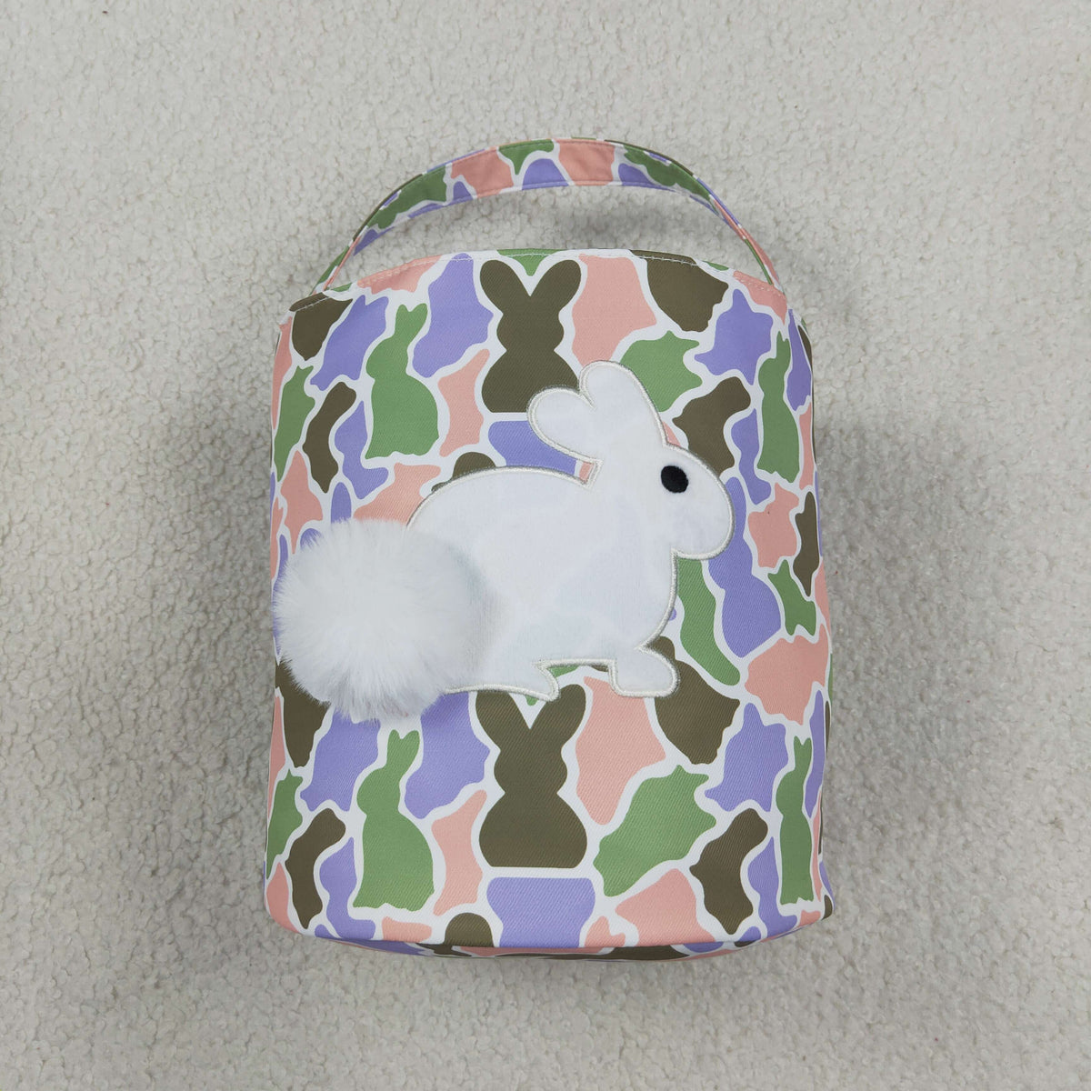 camo bunny pattern easter baseket bag