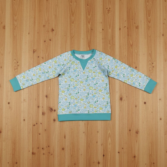 blue flower pullover shirt