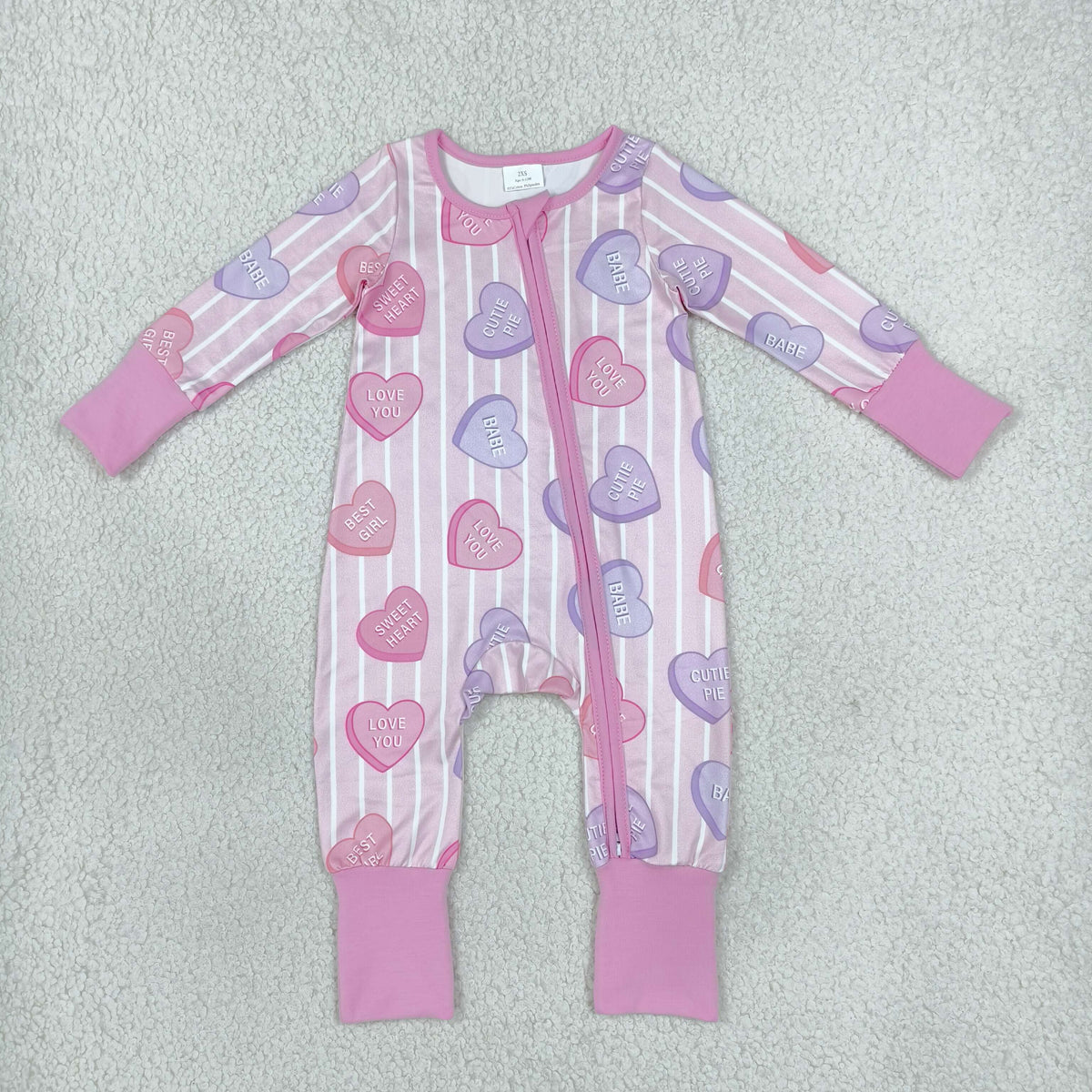pink sweet heart print zip sleeper girl zippy baby pj