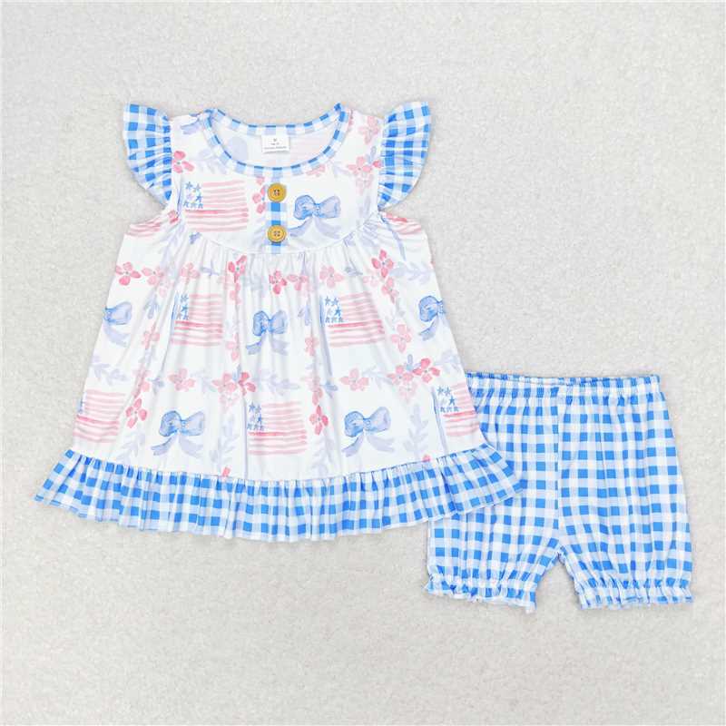Match Baby Girls Boys Sibling 4th of July Bows Summer Rompers Clothes Sets