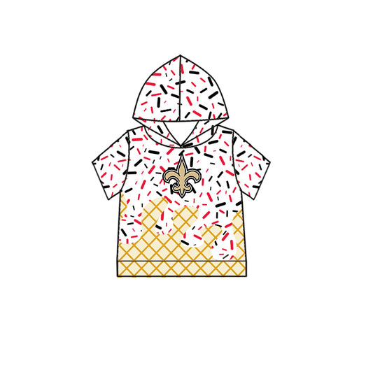 Custom children Kansas City CHIEFS Hooded short sleeves top D 6.12