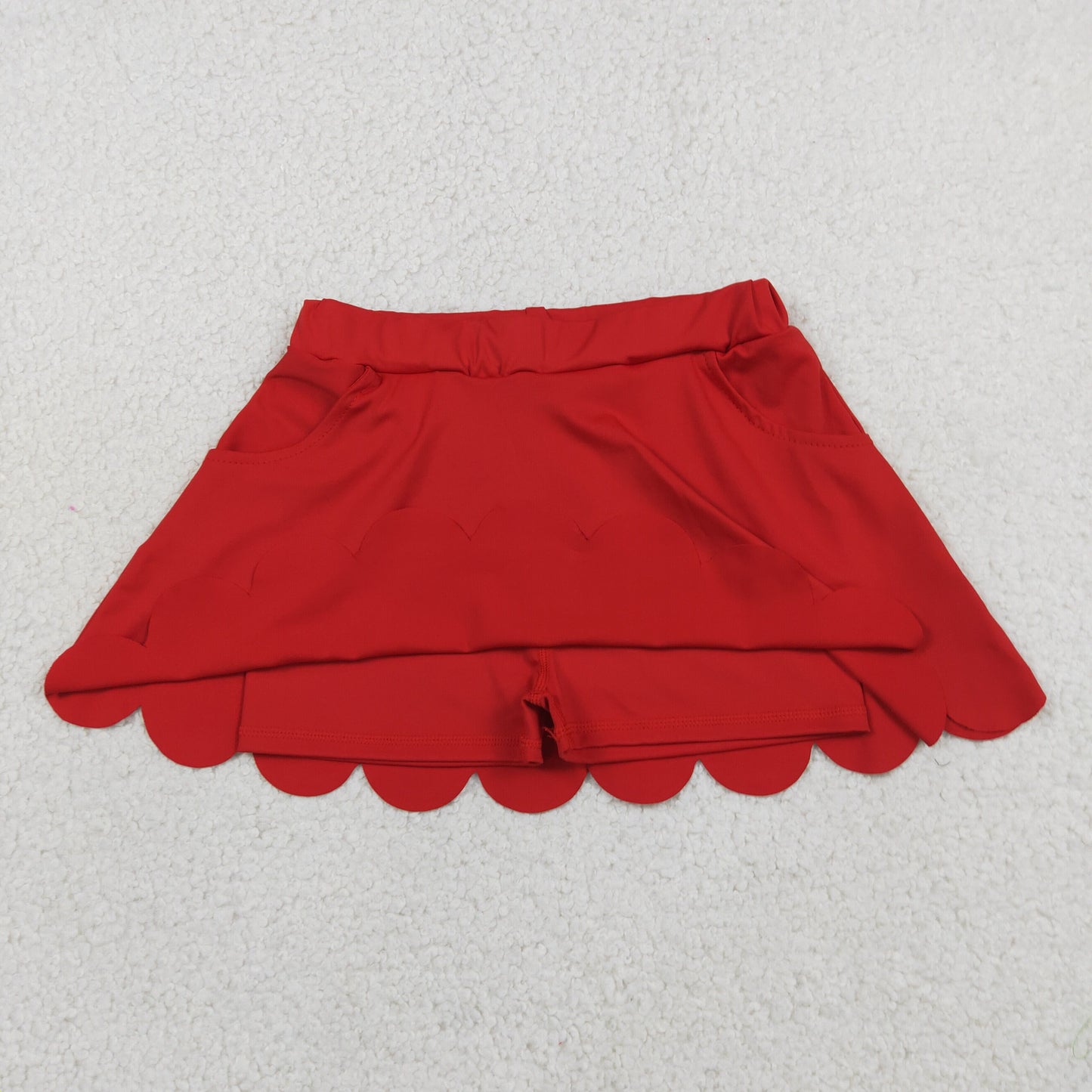 solid red athletic scallop skort girl skirt