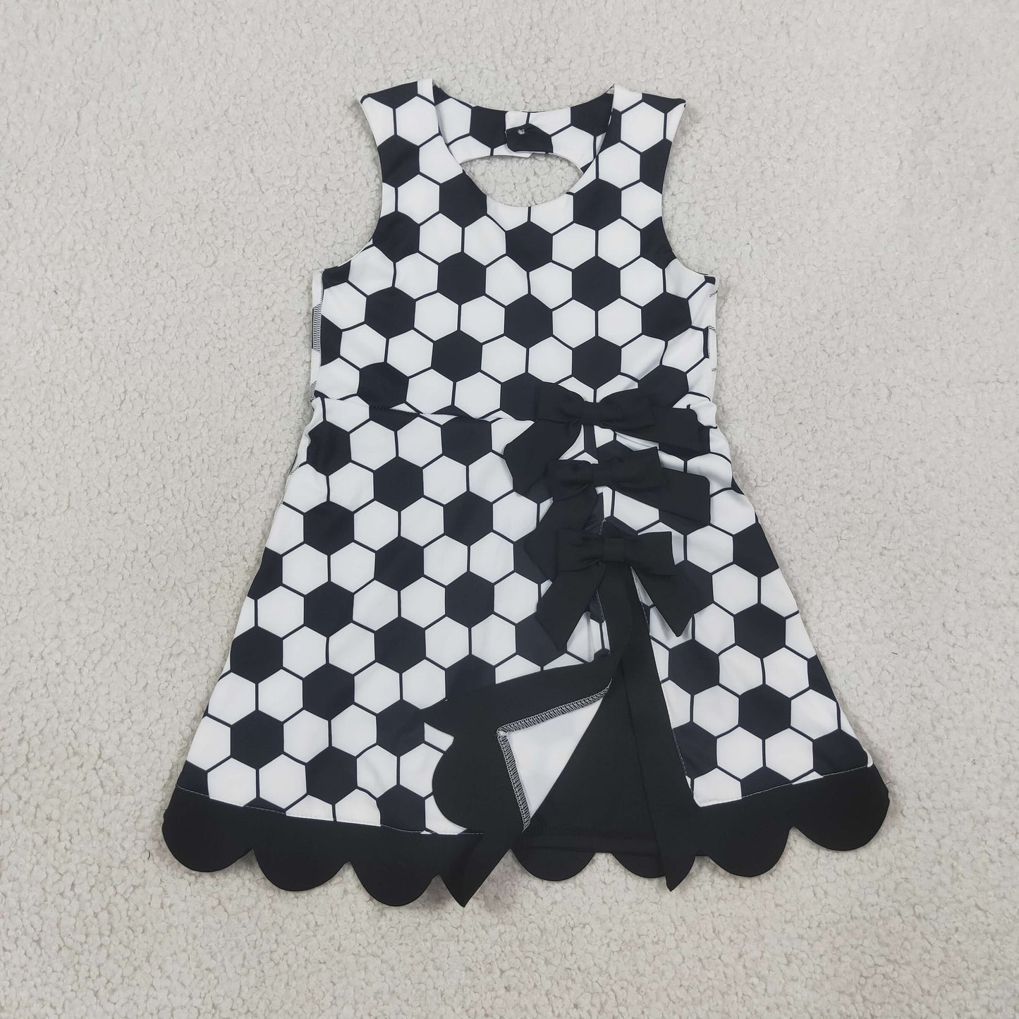 black soccer bow athletic scallop dress