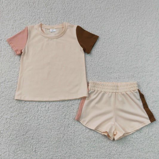 Contrast Color T-shirt and Shorts Set