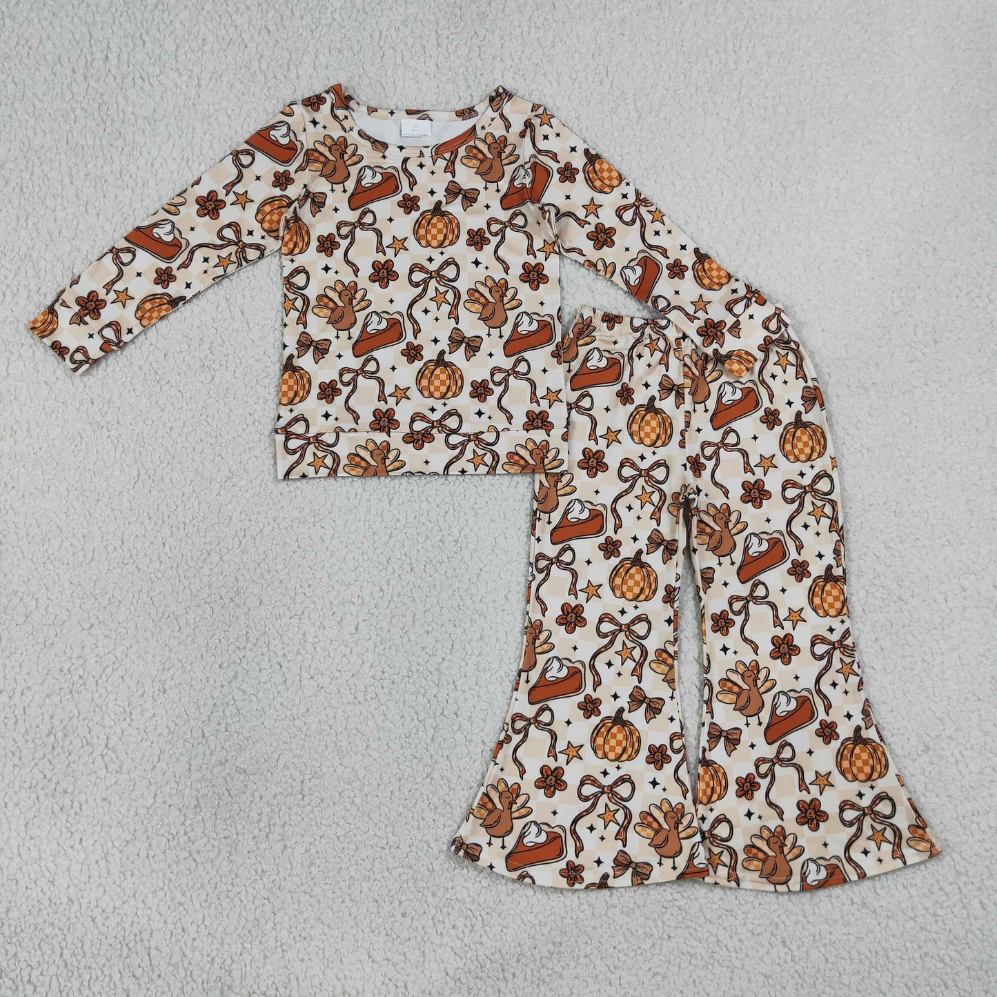 pumpkin pie turkey bow belle pants set thanksgiving day girl outfit