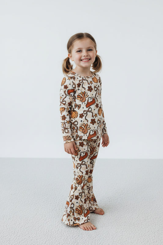 pumpkin pie turkey bow belle pants set thanksgiving day girl outfit