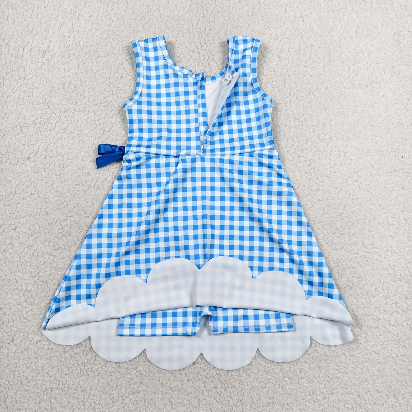 blue gingham scallop athletic dress