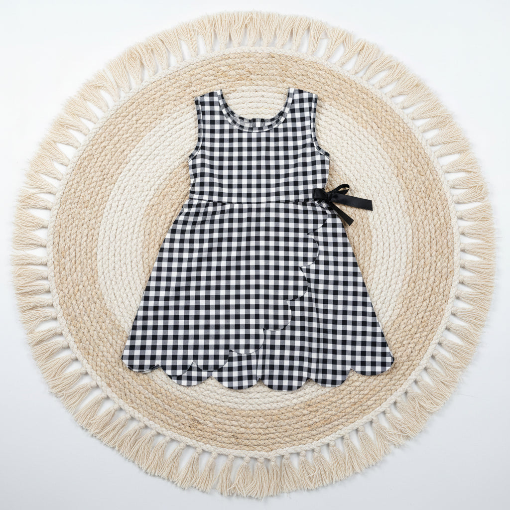 black gingham scallop athletic dress