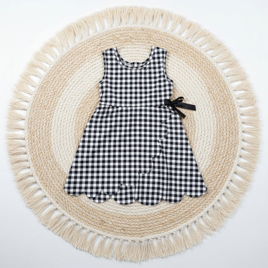 black gingham scallop athletic dress