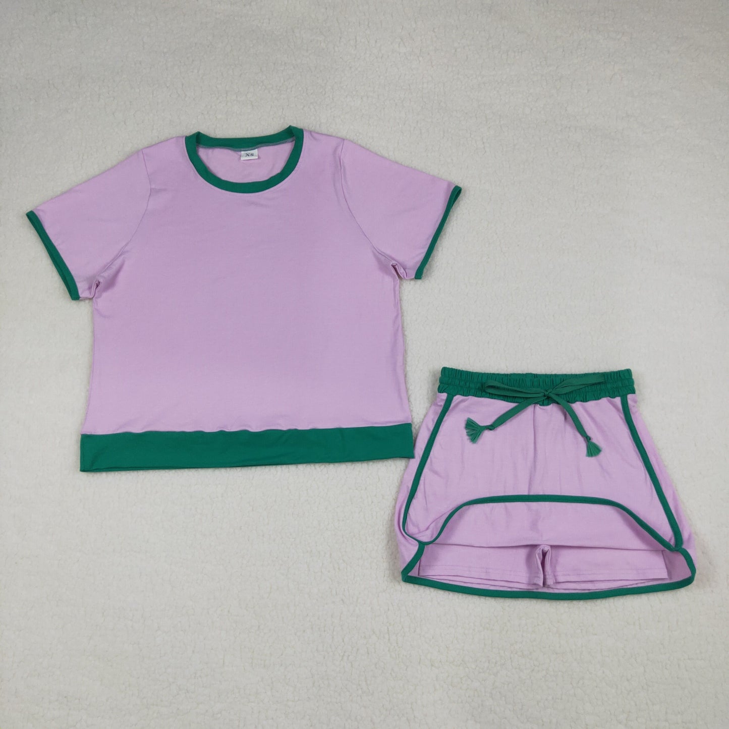 adult clothes women solid lavender cotton skort set