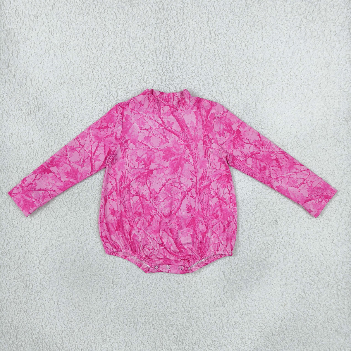 LR3224 baby girl long sleeve pink camo mock neck romper