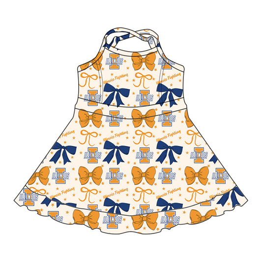 Custom  baby girl  lllinois Fighting  team dress  D 6.27