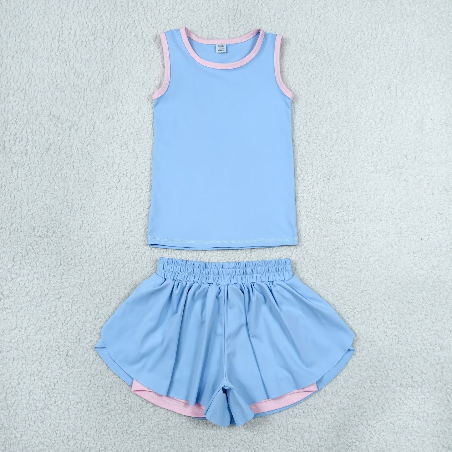 solid pink and blue athletic butterfly shorts set toddler girl clothing