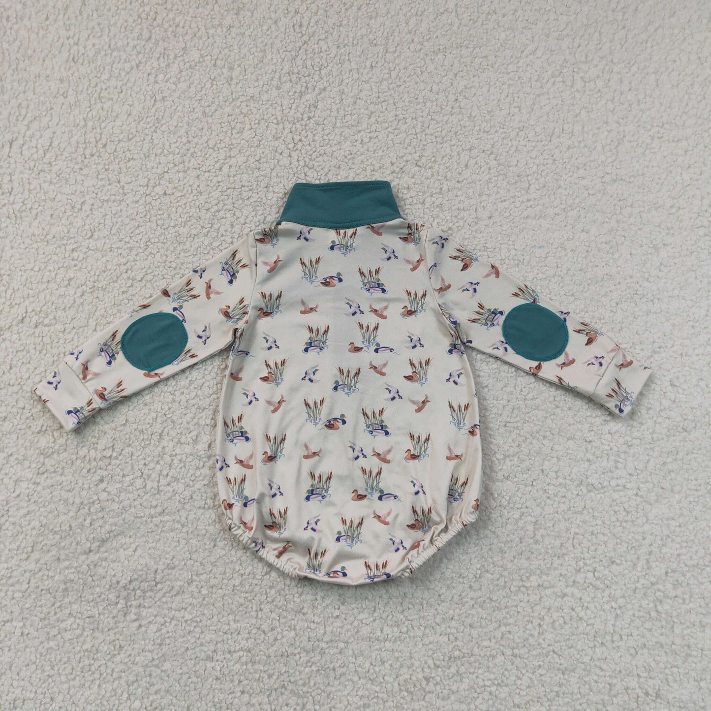 long sleeve duck mallard zip up romper