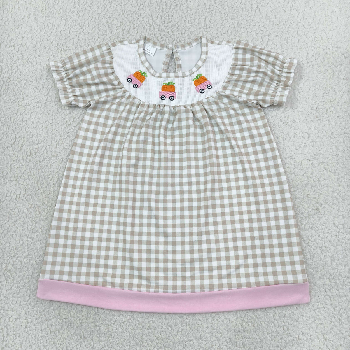 pumpkin target embroidery gingham smock dress
