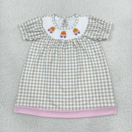 pumpkin target embroidery gingham smock dress