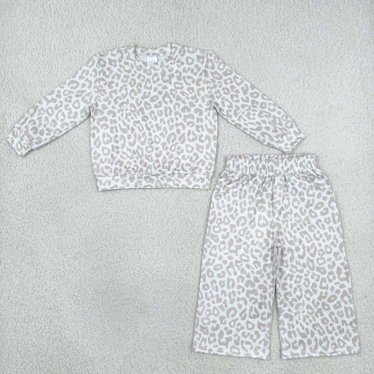 leopard sweatershirt wide leg pants set girl clothing