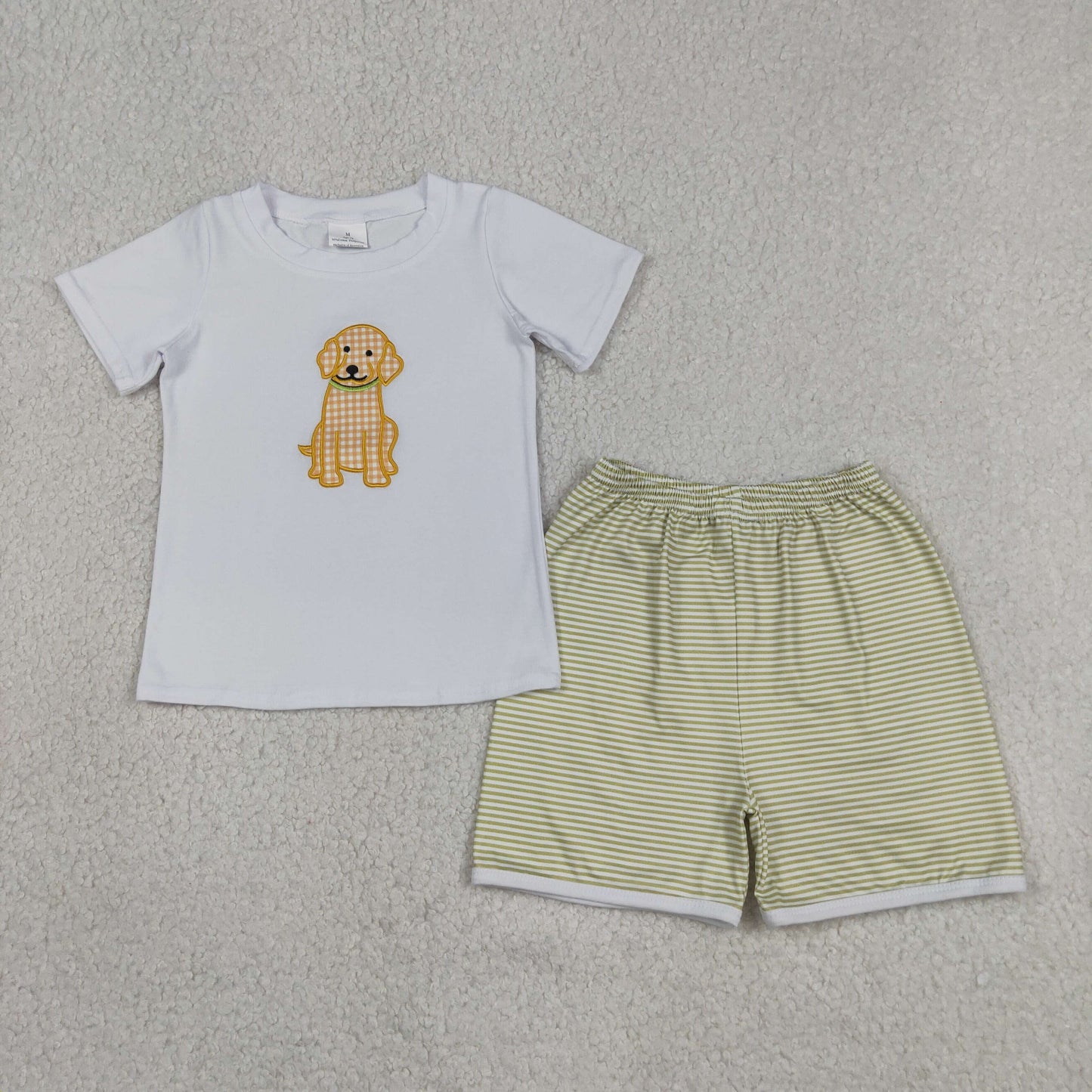 dog embroidery boy shorts set kids boys clothes