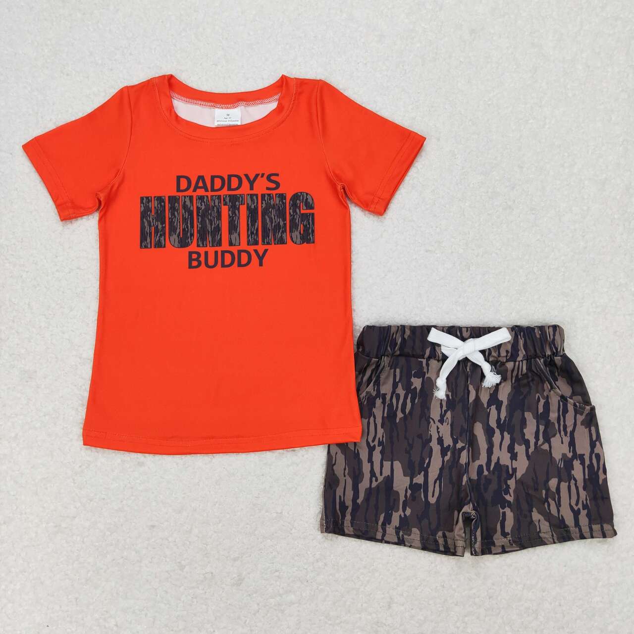 BSSO0922 daddy's hunting buddy orange short sleeve camouflage shorts suit  BT0672+SS0201