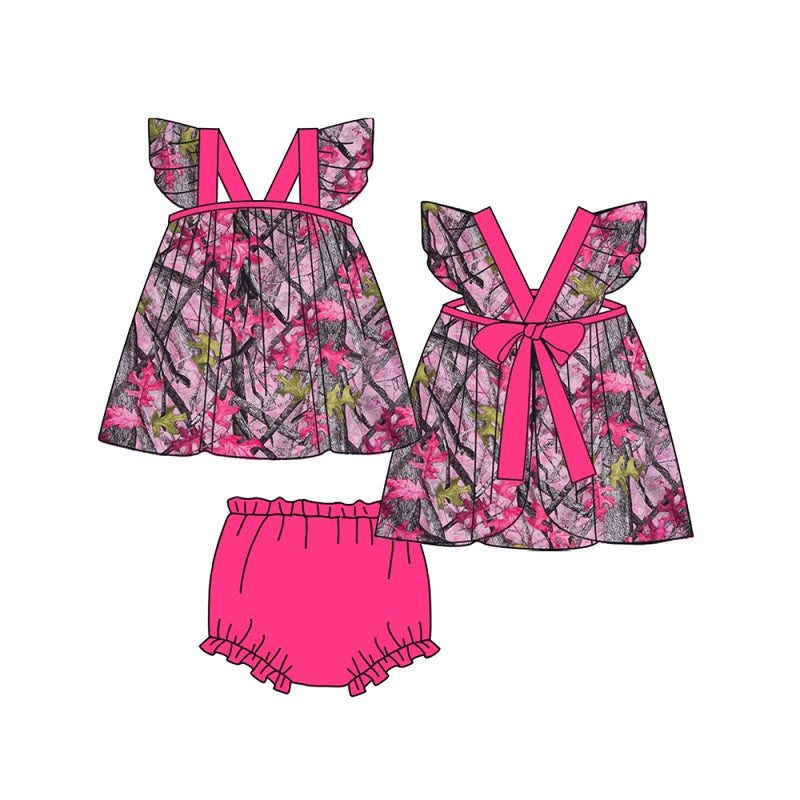 preorder GBO0331  Leaves and branches camouflage rose red bow flying sleeve briefs set