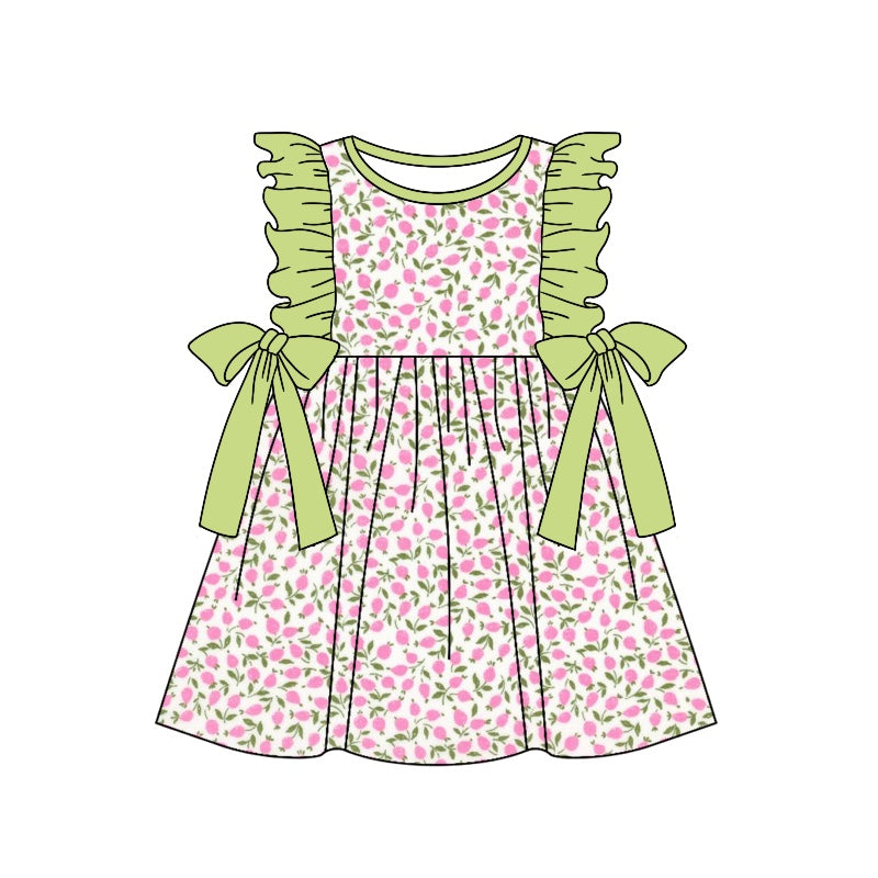 GSD1036 Baby Girls Summer Vintage Pink Flower Dress