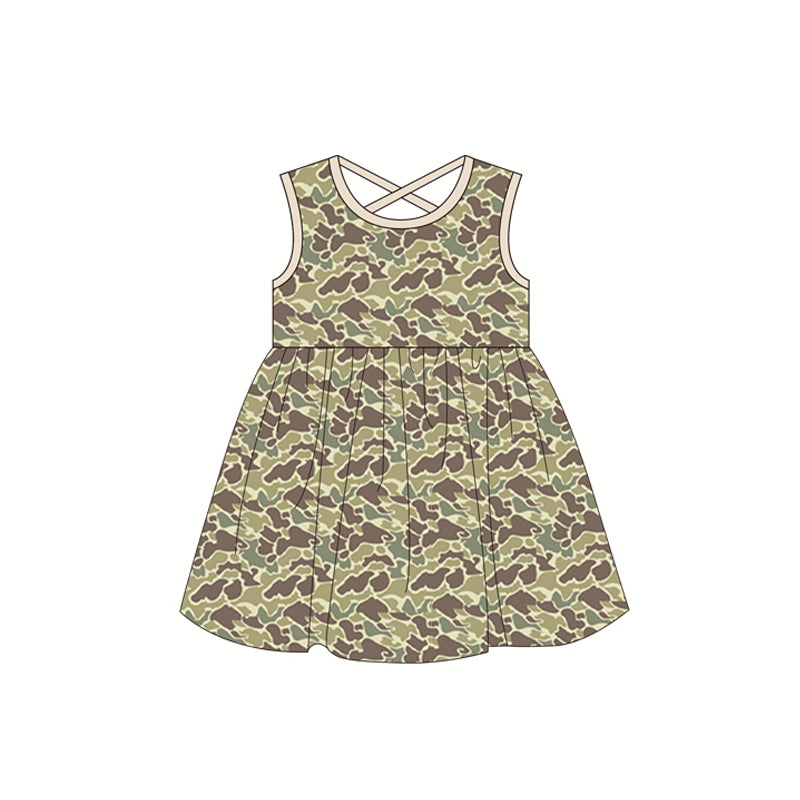 preorder GSD1041 Brown and green camouflage sleeveless dress