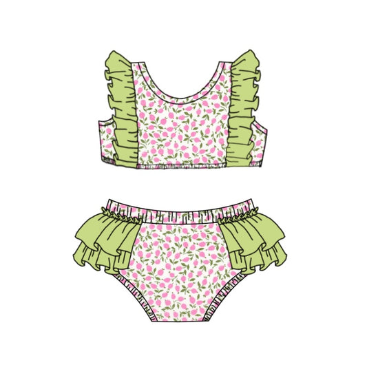 preorder S0367 Baby Girls Pink Flower Swimsuit Beach Wear