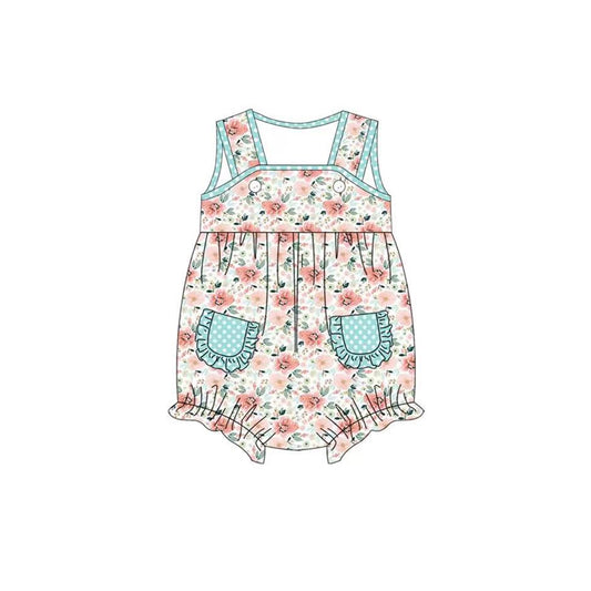 preorder SR1566 Floral Polka Dot Pocket Tank Bodysuit