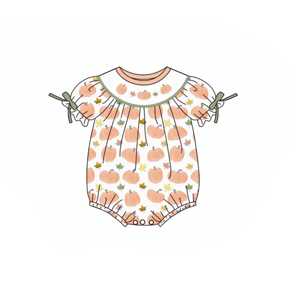 SR1917 Pumpkin Leaf Short Sleeve Bodysuit