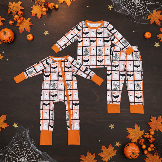 Sibling Baby Girls Ghosts Bats Top Pants Halloween Rompers Pajamas Sets