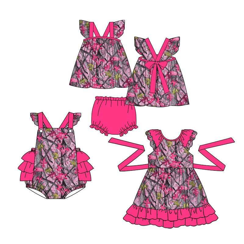 preorder GBO0331  Leaves and branches camouflage rose red bow flying sleeve briefs set