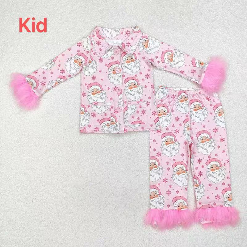Mommy And Me Christmas Pink Santas Fur Shirt Pants Pajamas D 920