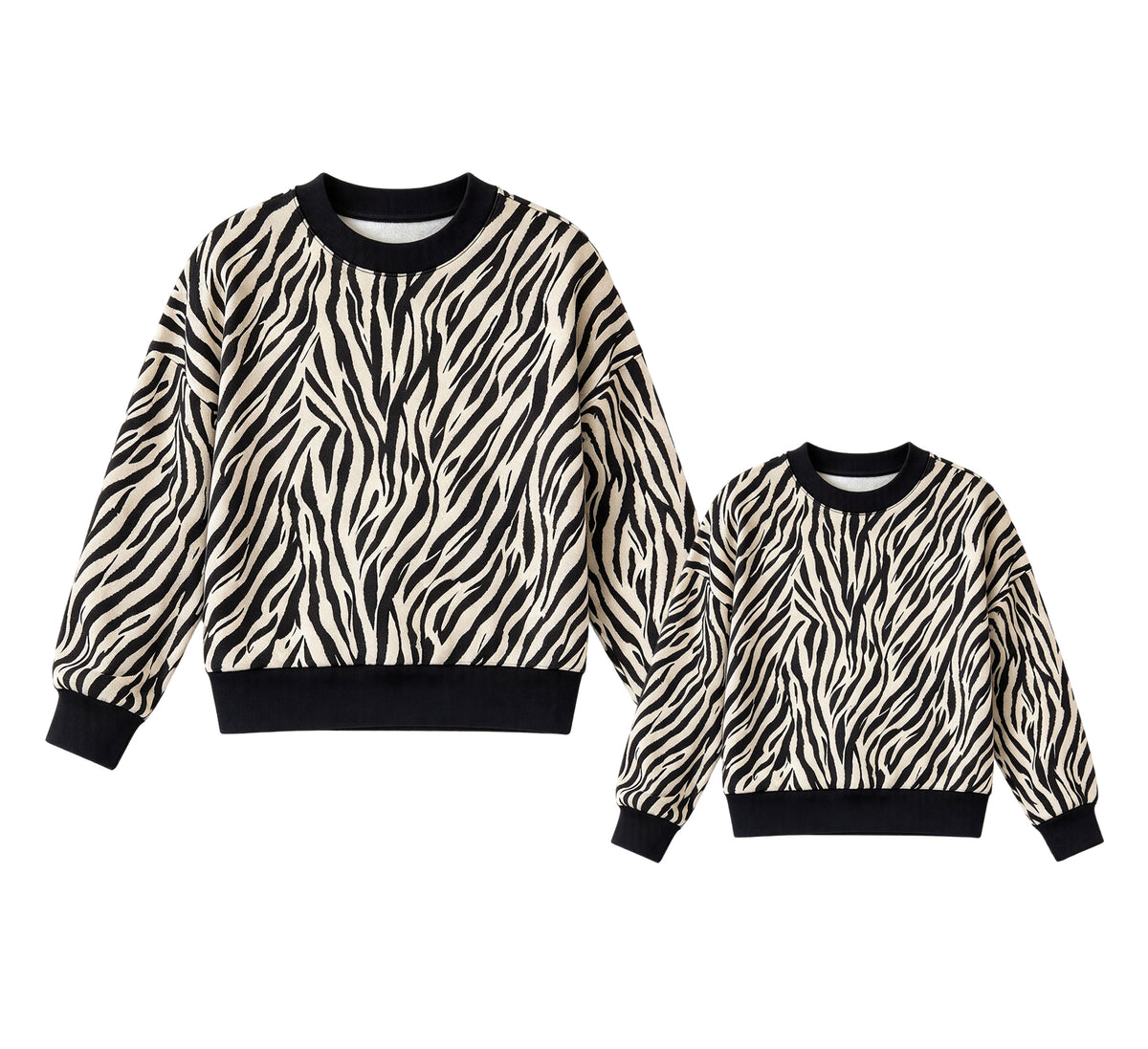 Pre order mommy and me zebra print crewneck top