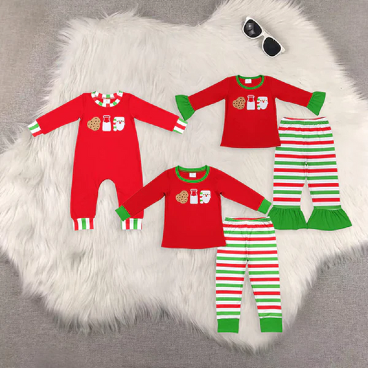 Sibling Baby Kids Red Christmas Santa Milk Top Pant Pajamas Clothes Sets D 6.16