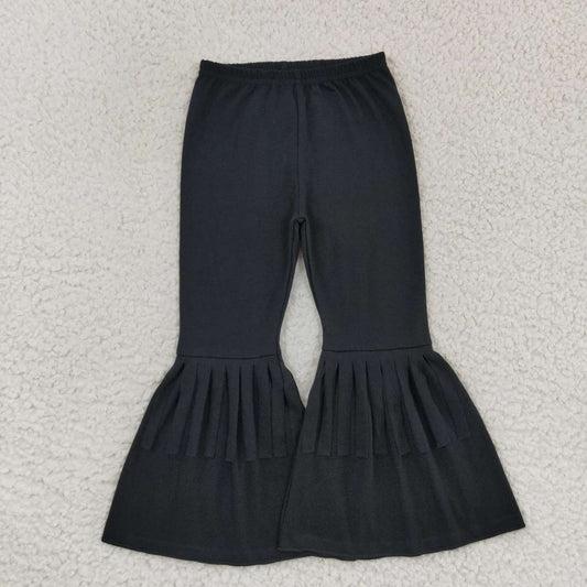 P0282 Black fringed cotton trousers