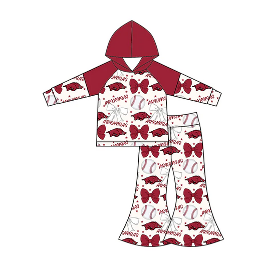 Custom  baby girls Arkansas Hooded set   D 7.2
