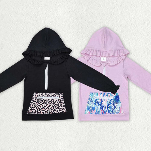 Sibling Baby Girls Ruffle Hooded Fall Pocket Pullovers Tops D 6.28