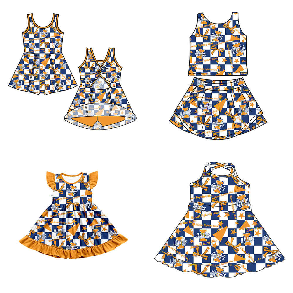 Custom  baby girl lllinois Fighting lllini  team dress  D 6.30